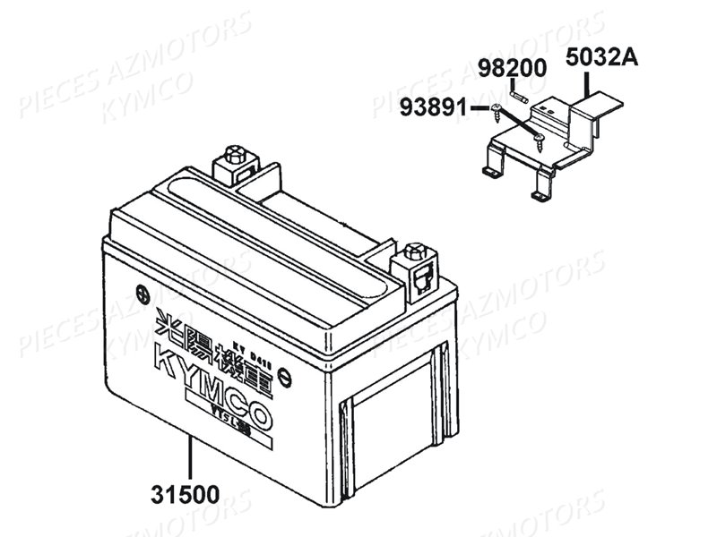 Batterie KYMCO Pièces MXU 150 4T EURO2 (LB30AD)