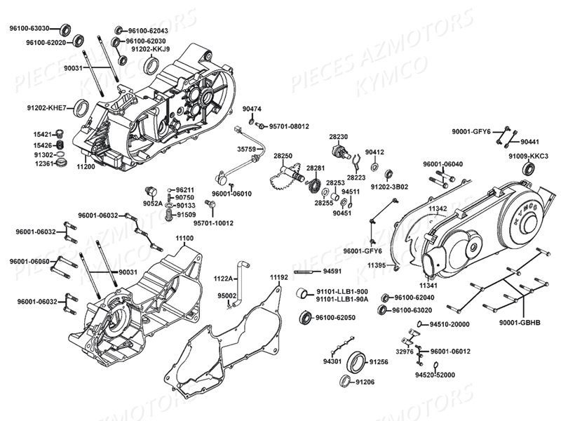 Carters Moteur KYMCO Pièces MXU 150 4T EURO2 (LB30AD)