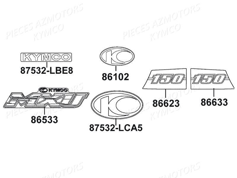 Decors KYMCO Pièces MXU 150 4T EURO2 (LB30AD)