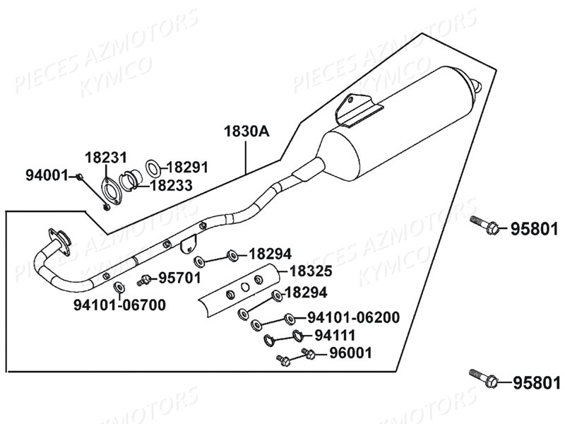 Echappement KYMCO Pièces MXU 150 4T EURO2 (LB30AD)