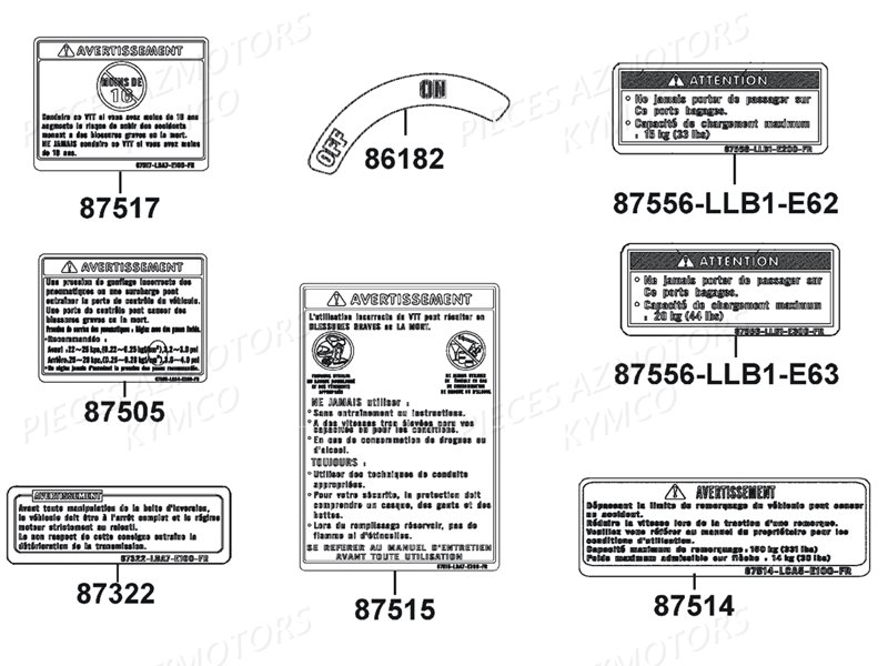 Label De Securite KYMCO Pièces MXU 150 4T EURO2 (LB30AD)