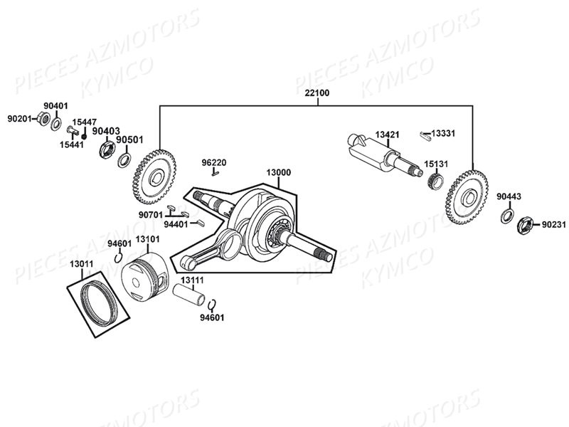 Piston Vilebrequin KYMCO Pièces MXU 150 4T EURO2 (LB30AD)