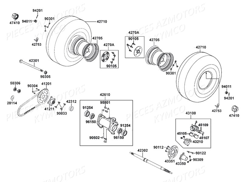 ROUES_ARRIERE KYMCO Pièces Quad Kymco MXU 150