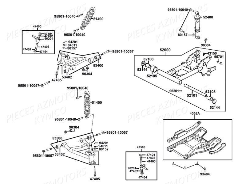 Suspensions KYMCO Pièces MXU 150 4T EURO2 (LB30AD)