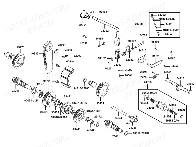 TRANSMISSION_INVERSEUR KYMCO Pièces Quad Kymco MXU 150