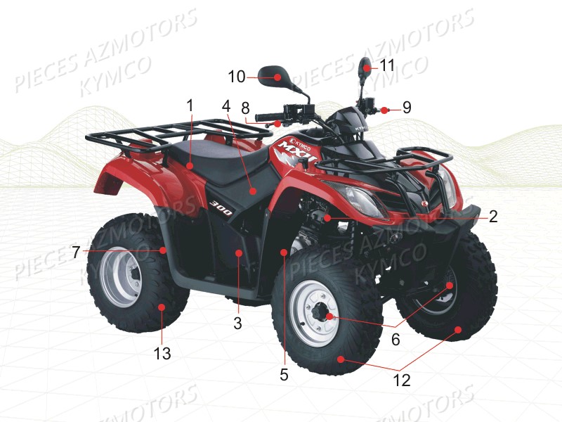 1_CONSOMMABLES KYMCO Pieces MXU 250 4T EURO II Version URBAN QUAD ALAIN PROST , Version (LB50AD/LB50AE)