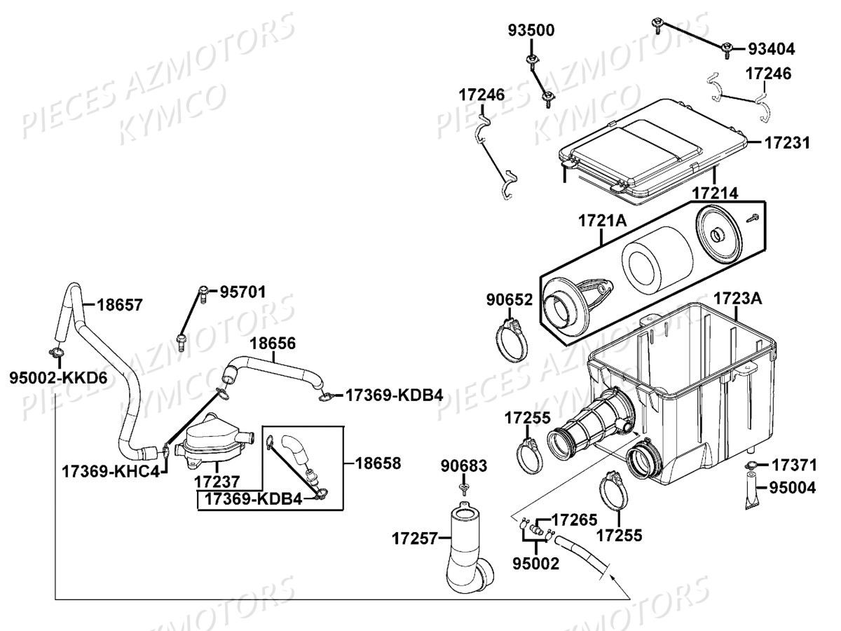 BOITE_A_AIR KYMCO Pieces MXU 250 4T EURO II Version URBAN QUAD ALAIN PROST , Version (LB50AD/LB50AE)