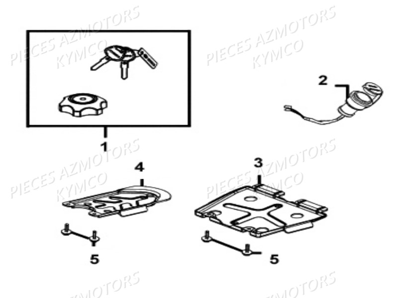 BOUCHON DE RESERVOIR A CLEF MXER/KXR/MXU  (sauf MXU300 R) KYMCO pour BOUCHON DE RESERVOIR ET ACCESSOIRES de MXU250