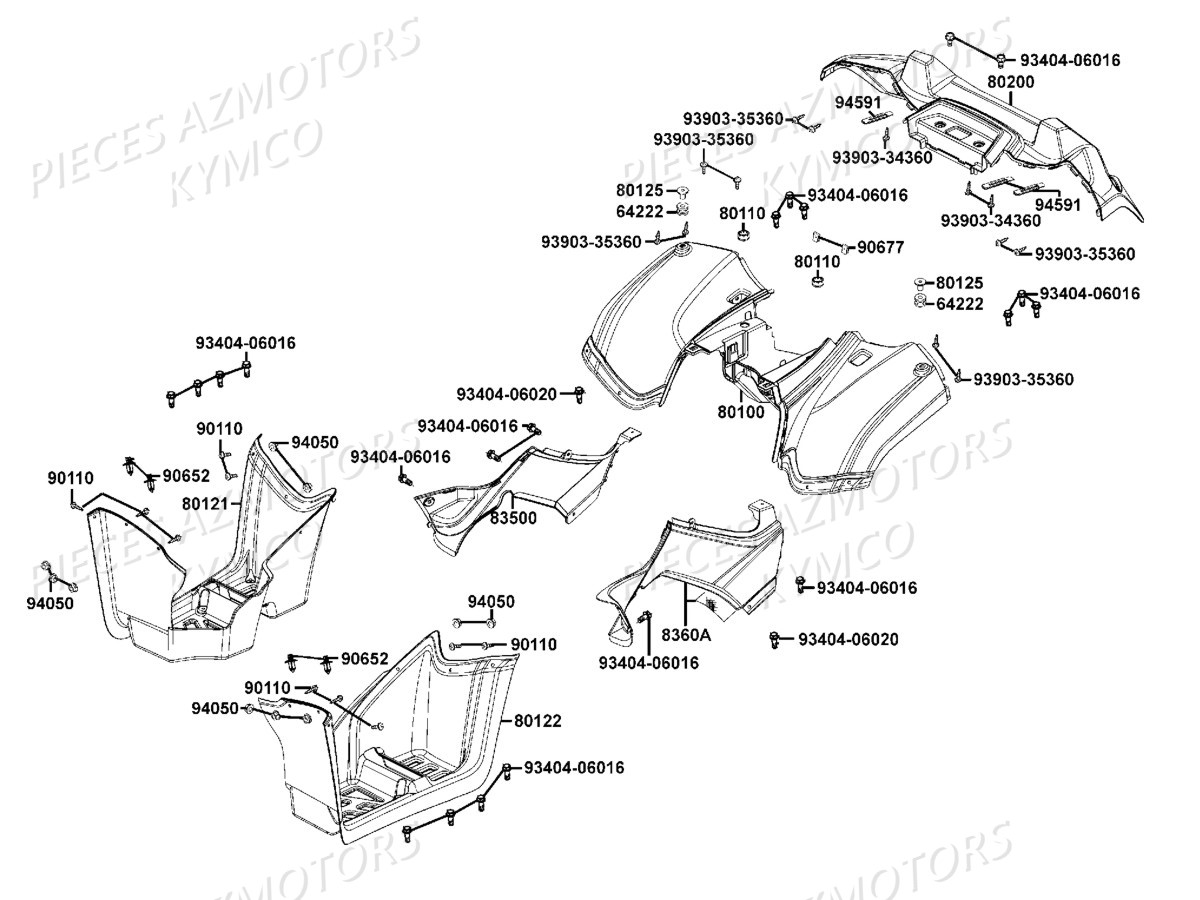 Carenages Arrieres KYMCO Pieces MXU 250 4T EURO II (LB50AD/LB50AE)