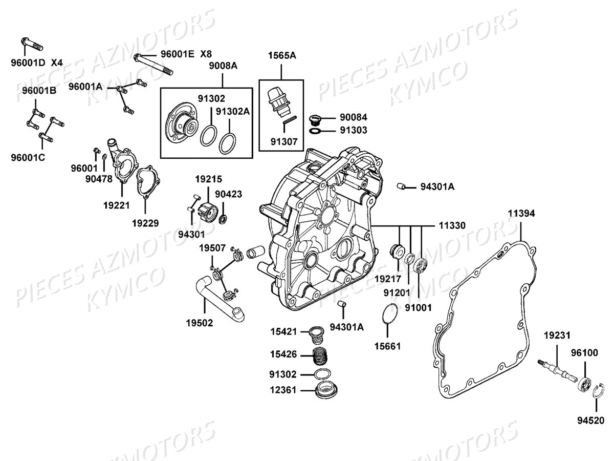 JOINT TORIQUE(30,8) KYMCO pour CARTER DROIT de MXU250