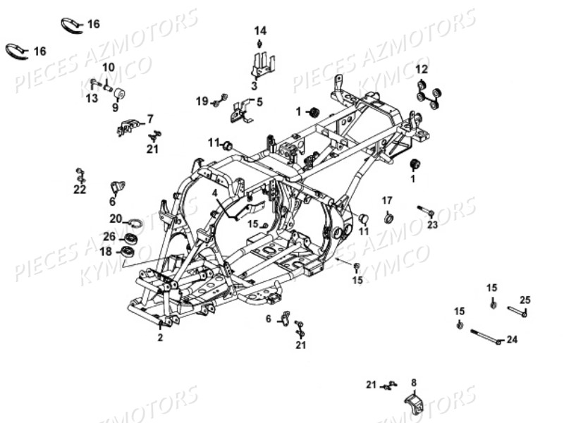 Chassis KYMCO Pieces MXU 250 4T EURO II (LB50AD/LB50AE)