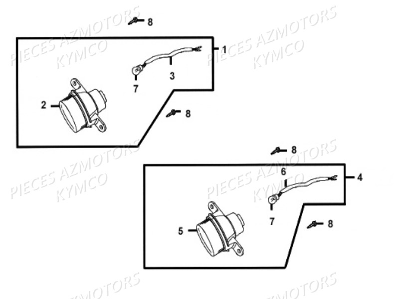 Clignotants KYMCO Pieces MXU 250 4T EURO II (LB50AD/LB50AE)