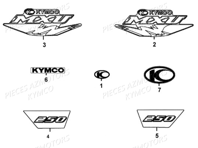 DECORS KYMCO Pieces MXU 250 4T EURO II Version URBAN QUAD ALAIN PROST , Version (LB50AD/LB50AE)