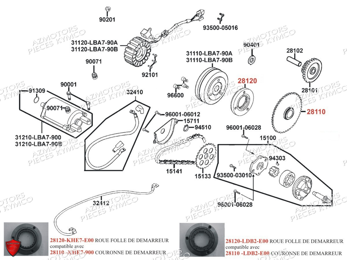 DEMARREUR-POMPE_A_HUILE KYMCO Pieces MXU 250 4T EURO II Version URBAN QUAD ALAIN PROST , Version (LB50AD/LB50AE)