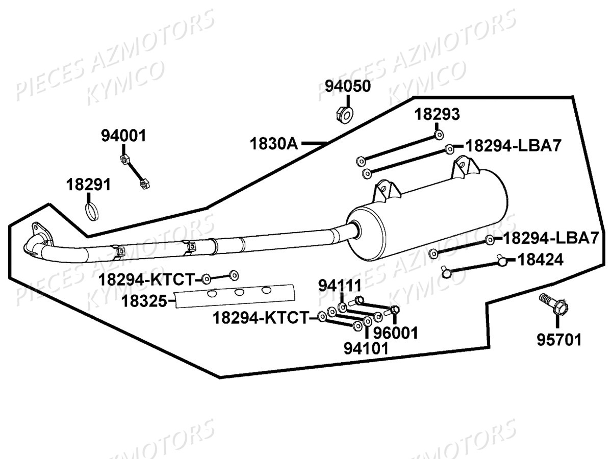 ECHAPPEMENT KYMCO Pieces MXU 250 4T EURO II Version URBAN QUAD ALAIN PROST , Version (LB50AD/LB50AE)