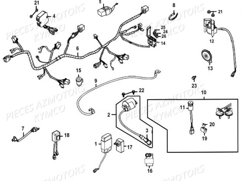 Equipement Electrique KYMCO Pieces MXU 250 4T EURO II (LB50AD/LB50AE)