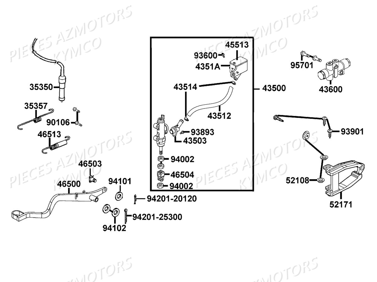 MAITRE_CYLINDRE_ARRIERE KYMCO Pieces MXU 250 4T EURO II Version URBAN QUAD ALAIN PROST , Version (LB50AD/LB50AE)