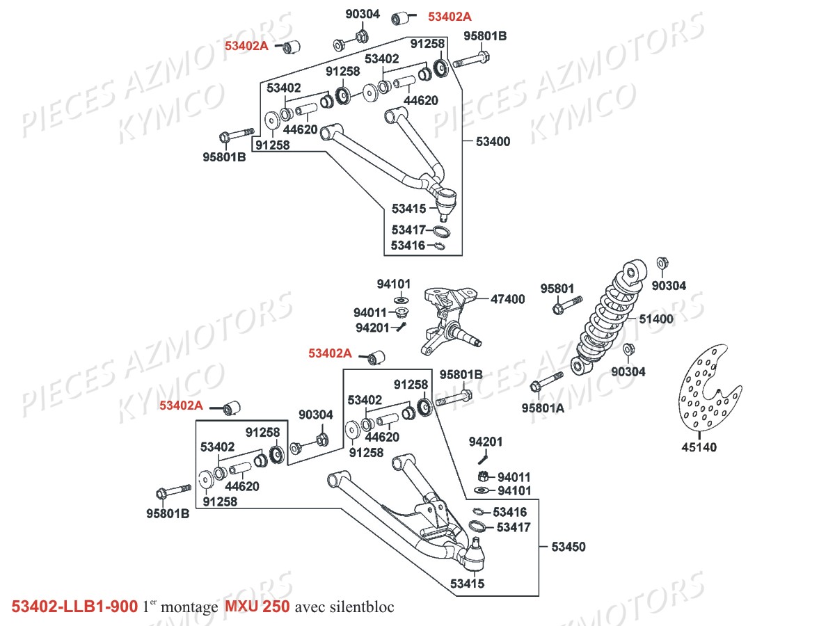 SUSPENSION-AVANT-DROITE pour MXU250