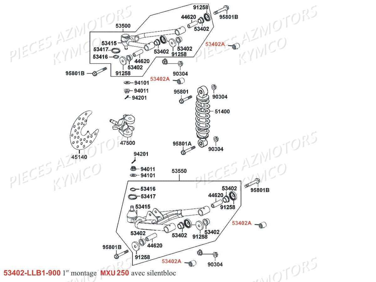 Suspension Avant Gauche KYMCO Pieces MXU 250 4T EURO II (LB50AD/LB50AE)
