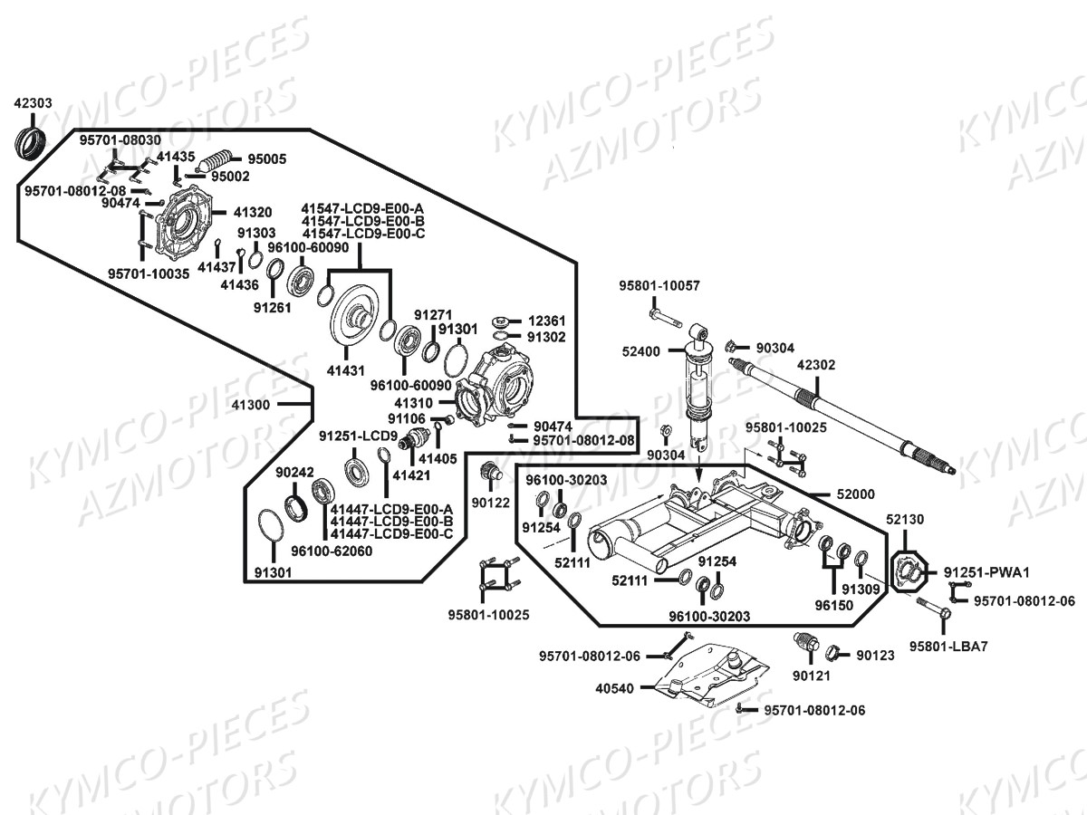 Bras Oscillant KYMCO Pieces MXU 300 R 4T EURO 2 (LC60AF)