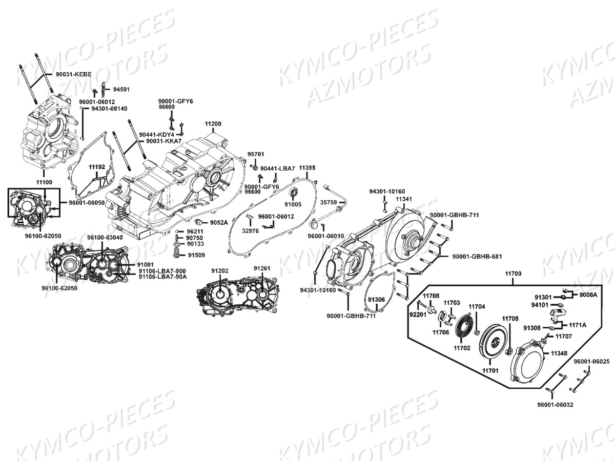 Carters Moteur KYMCO Pieces MXU 300 R 4T EURO 2 (LC60AF)