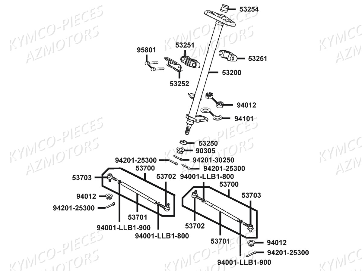 Colonne De Direction KYMCO Pieces MXU 300 R 4T EURO 2 (LC60AF)