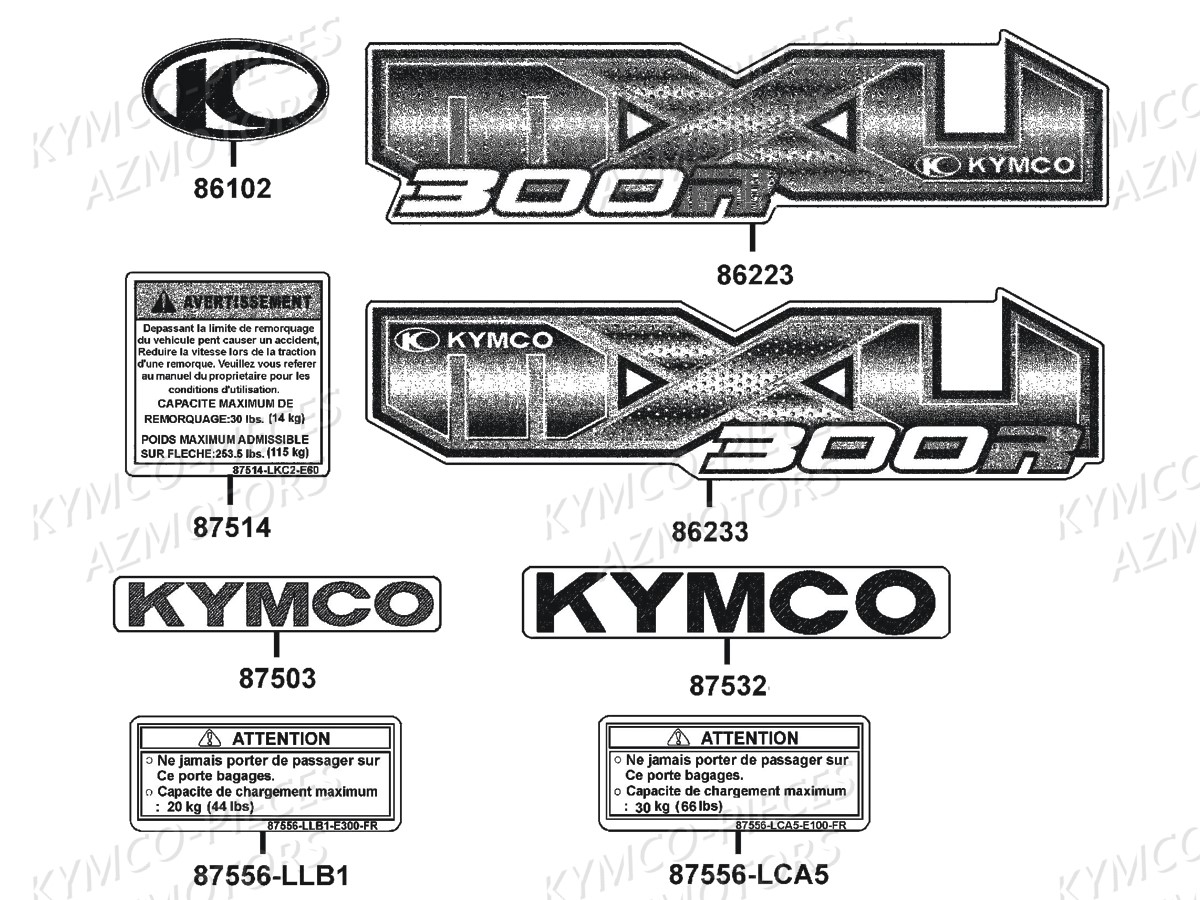 Decors KYMCO Pieces MXU 300 R 4T EURO 2 (LC60AF)