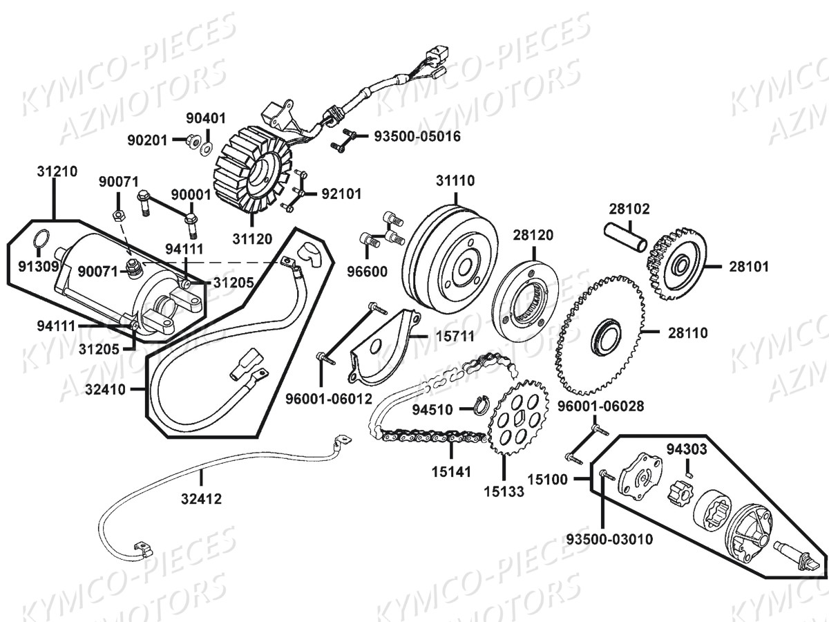 Demarreur Allumage KYMCO Pieces MXU 300 R 4T EURO 2 (LC60AF)