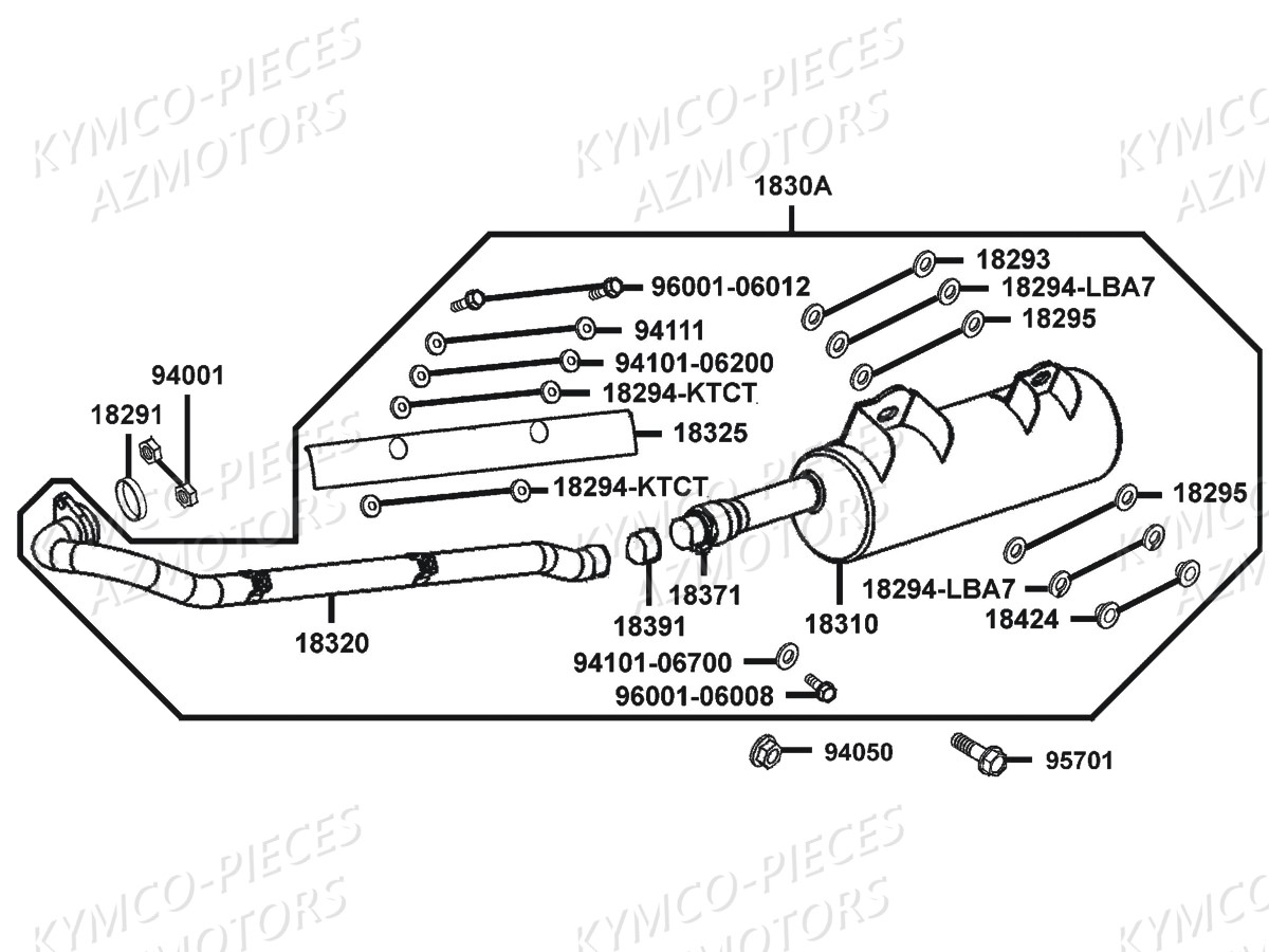 Echappement KYMCO Pieces MXU 300 R 4T EURO 2 (LC60AF)