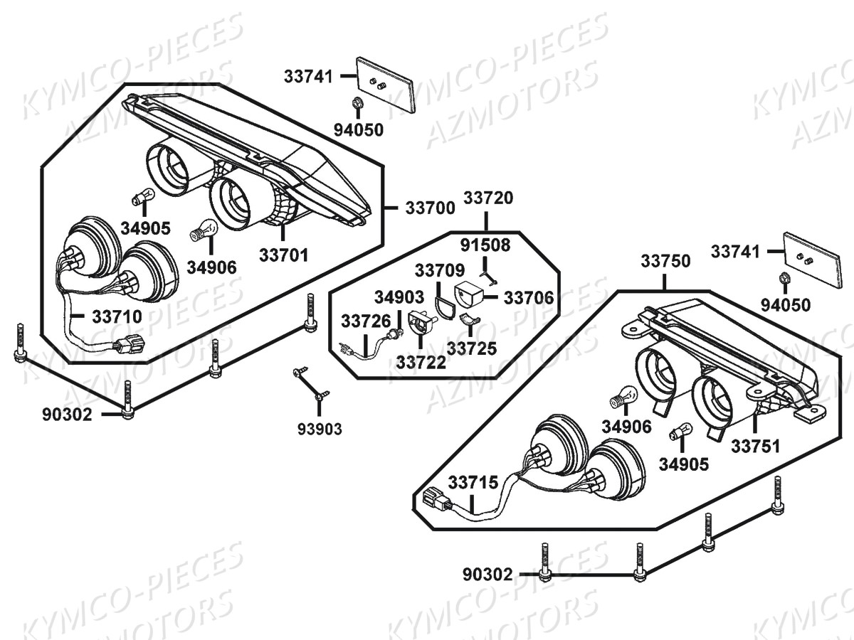 Feux Arriere KYMCO Pieces MXU 300 R 4T EURO 2 (LC60AF)