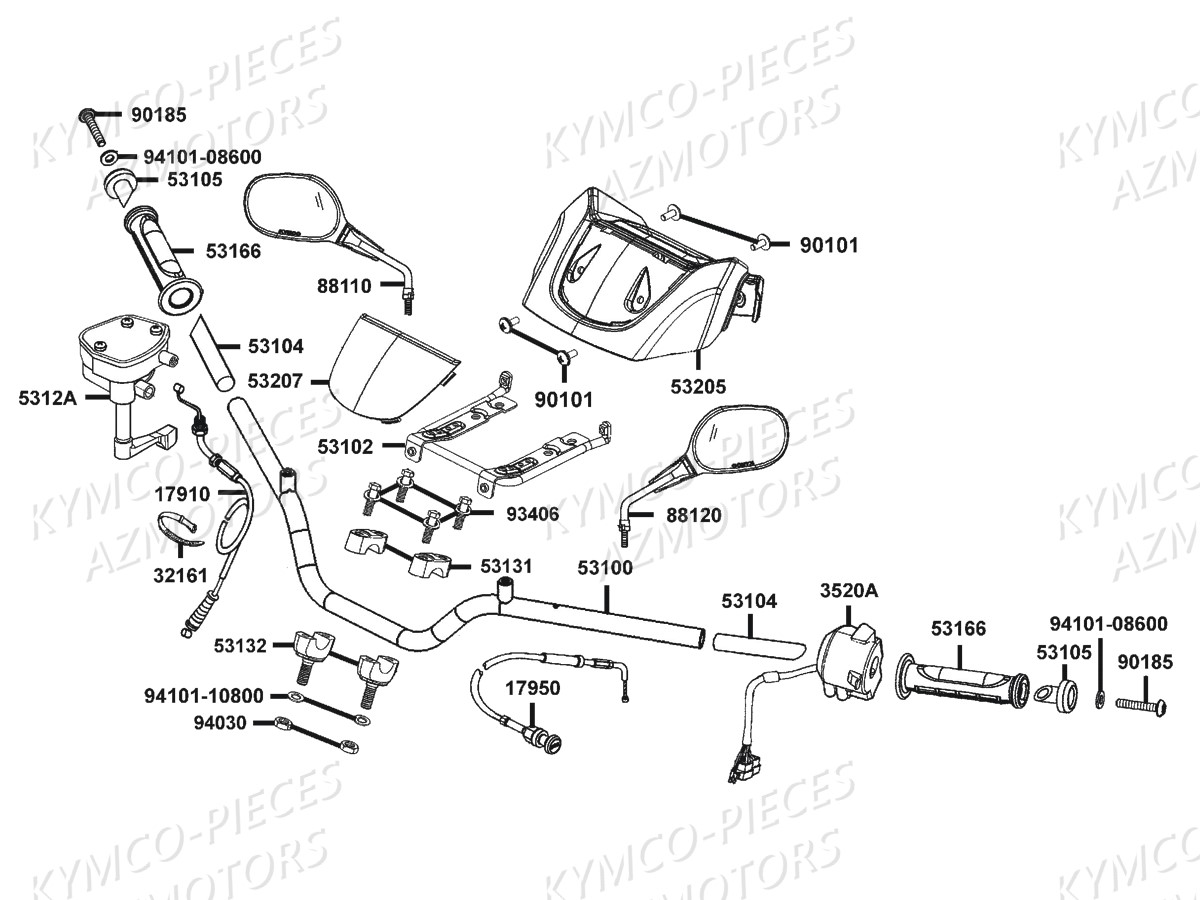 GUIDON-RETROVISEURS KYMCO Pièces Quad Kymco MXU 300R