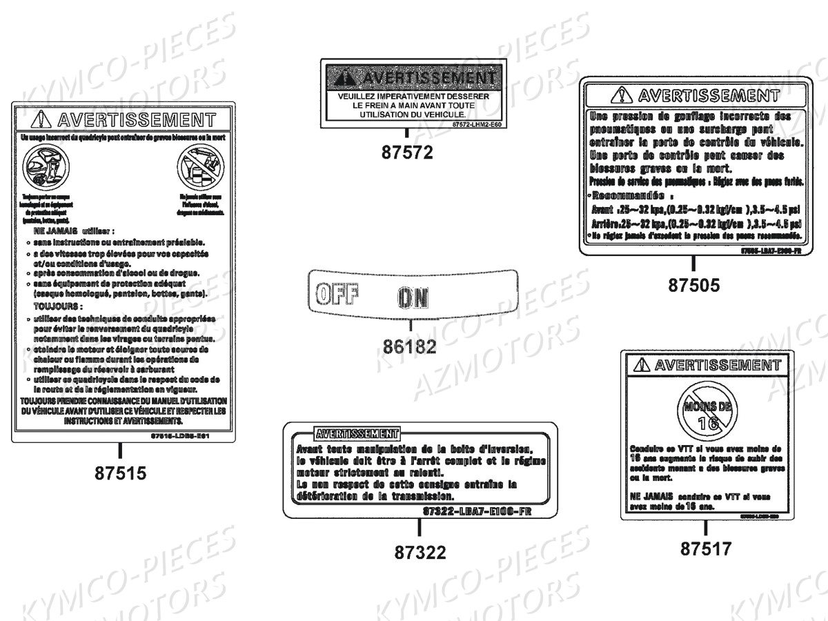 LABEL-DE-SECURITE KYMCO Pièces Quad Kymco MXU 300R