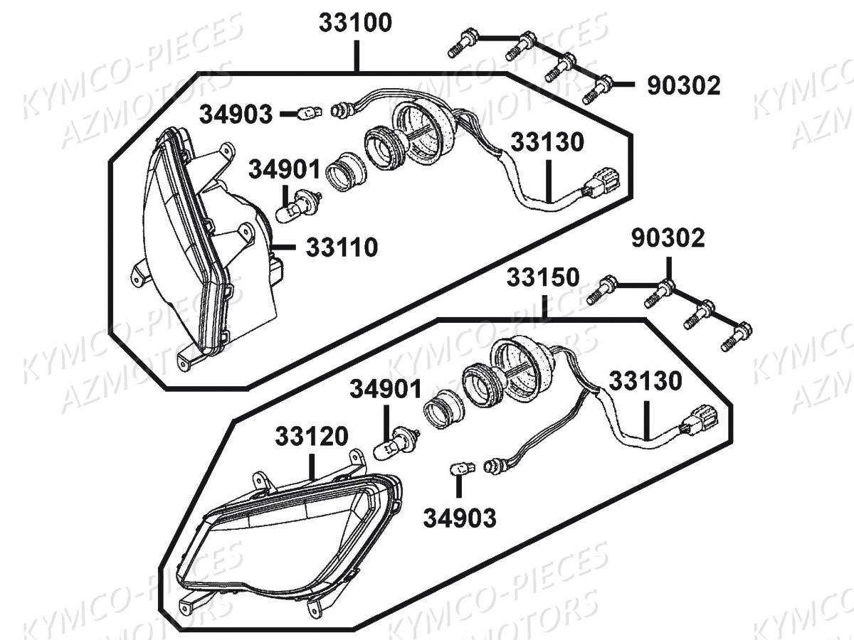 Phares KYMCO Pieces MXU 300 R 4T EURO 2 (LC60AF)