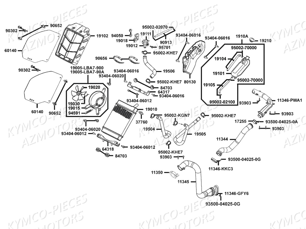 Refroidissement KYMCO Pieces MXU 300 R 4T EURO 2 (LC60AF)