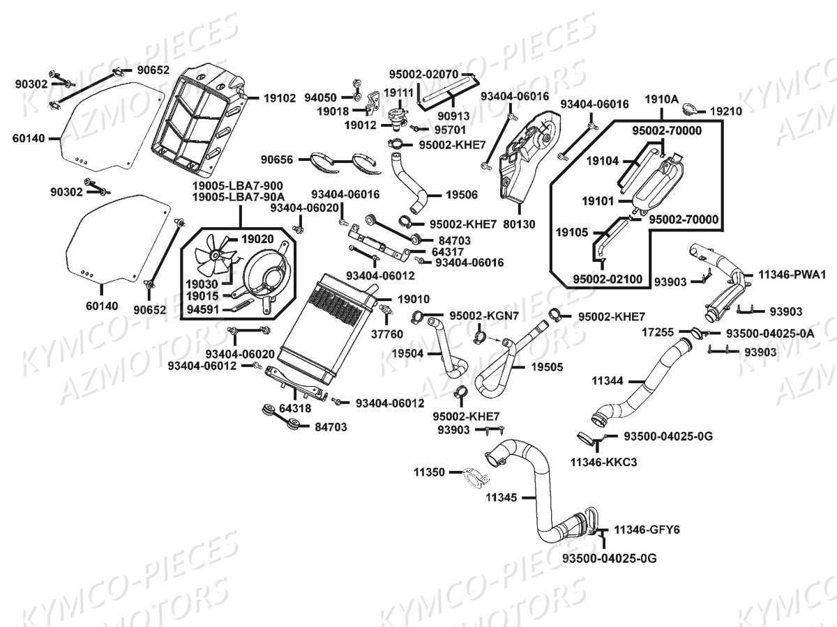 REFROIDISSEMENT KYMCO Pièces Quad Kymco MXU 300R