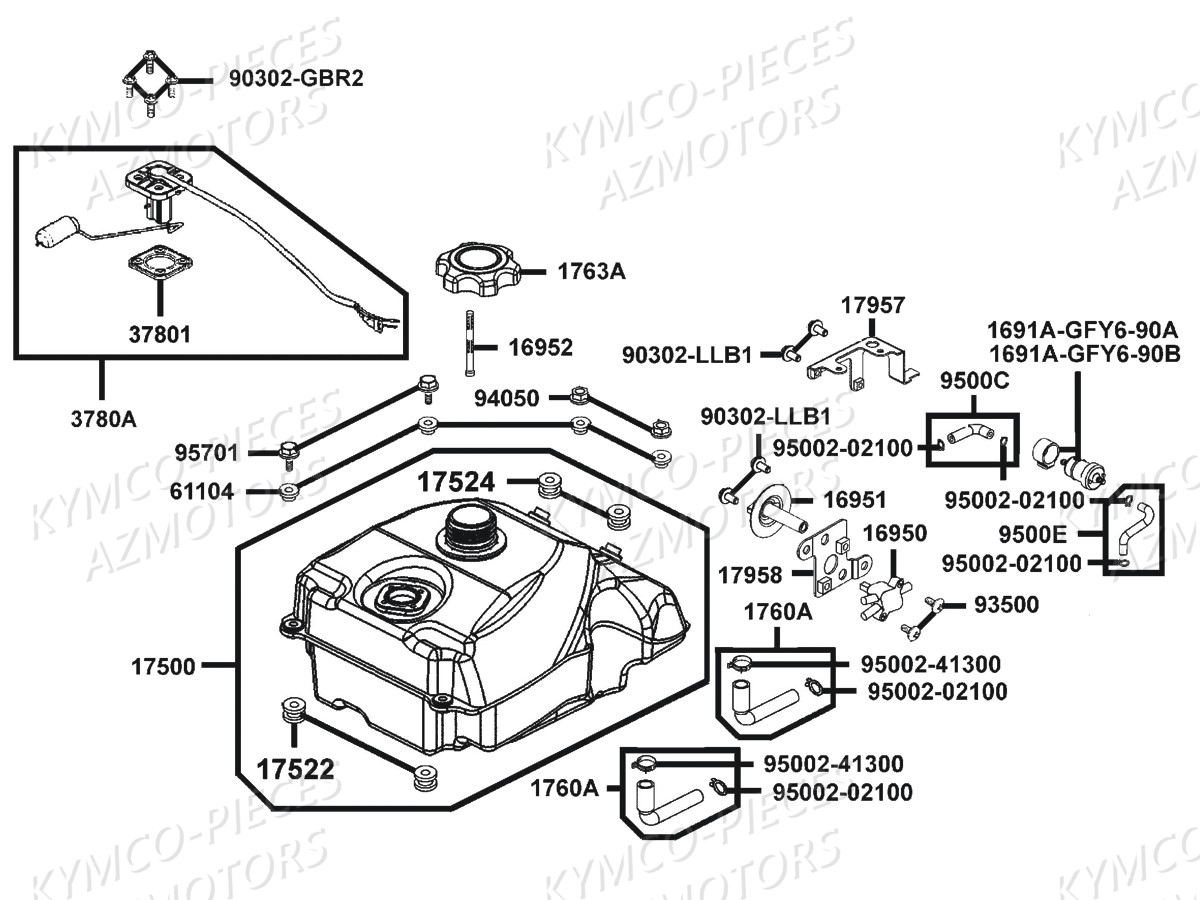 Reservoir A Carburant KYMCO Pieces MXU 300 R 4T EURO 2 (LC60AF)