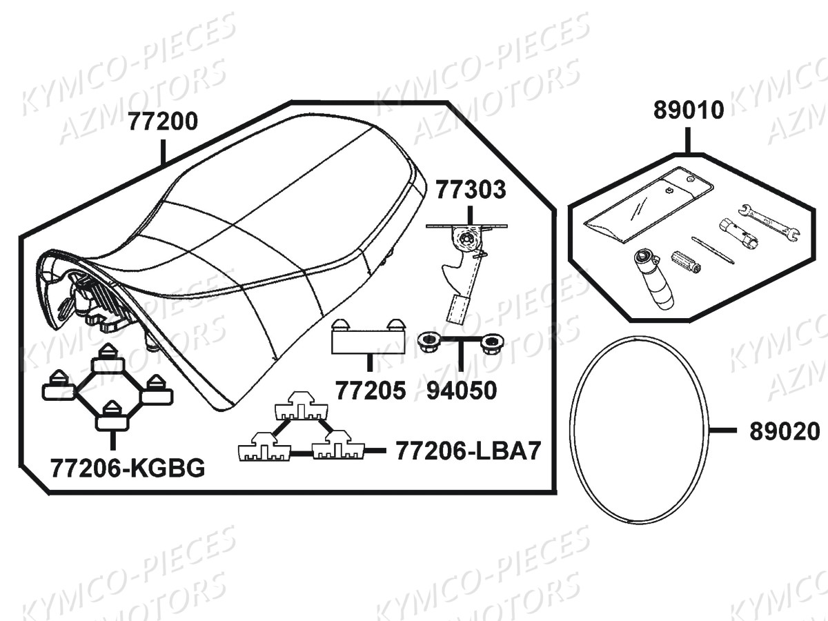 Selle KYMCO Pieces MXU 300 R 4T EURO 2 (LC60AF)