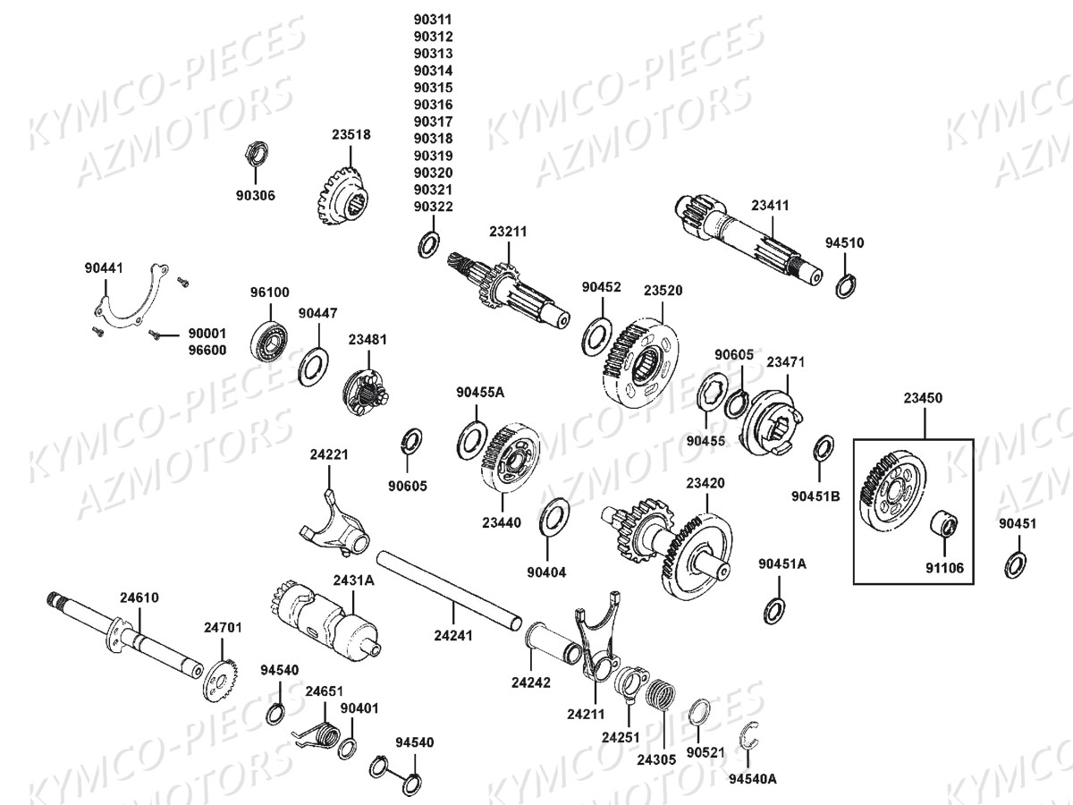 Transmission Primaire KYMCO Pieces MXU 300 R 4T EURO 2 (LC60AF)