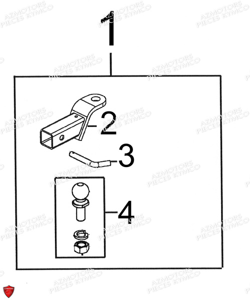 SUPPORT D ATTELAGE 2 pouces (50mm) KYMCO pour ATTELAGE de MXU400