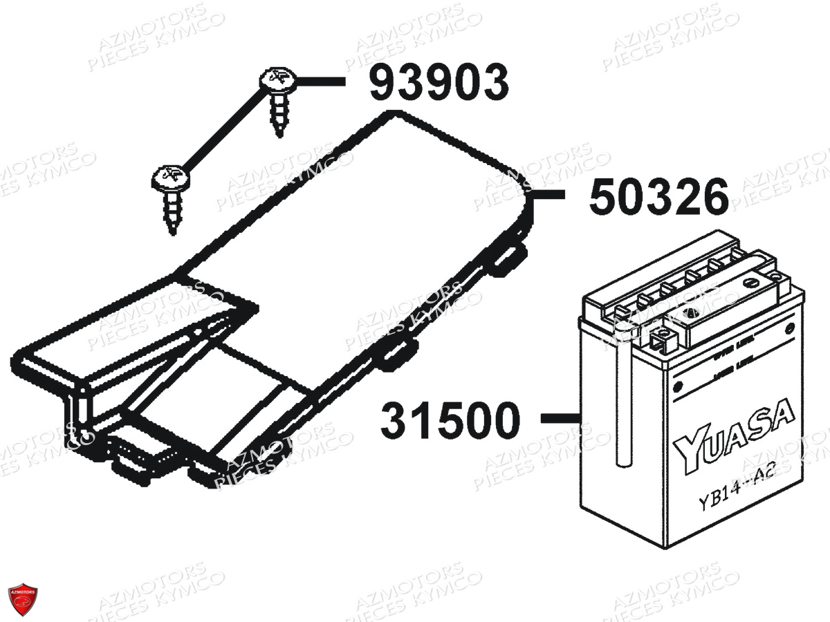 Batterie KYMCO Pièces MXU 400 IRS 4X4/2X4 4T EURO2 (LA70AD/AE/AL/LA70BF)
