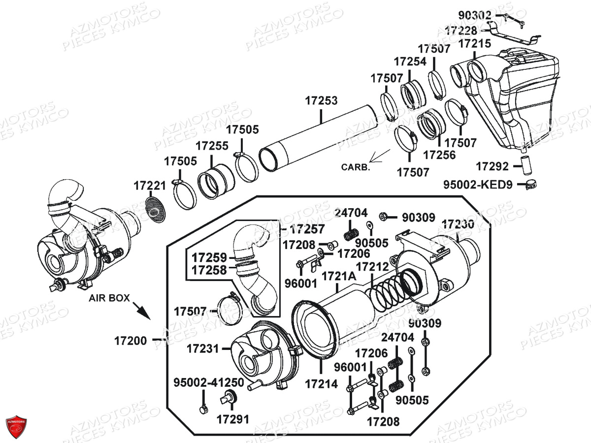 BOITE_A_AIR KYMCO Pièces Quad Kymco MXU 400 IRS 4X4/2X4 4T EURO2 (LA70AD/AE/AL/LA70BF)