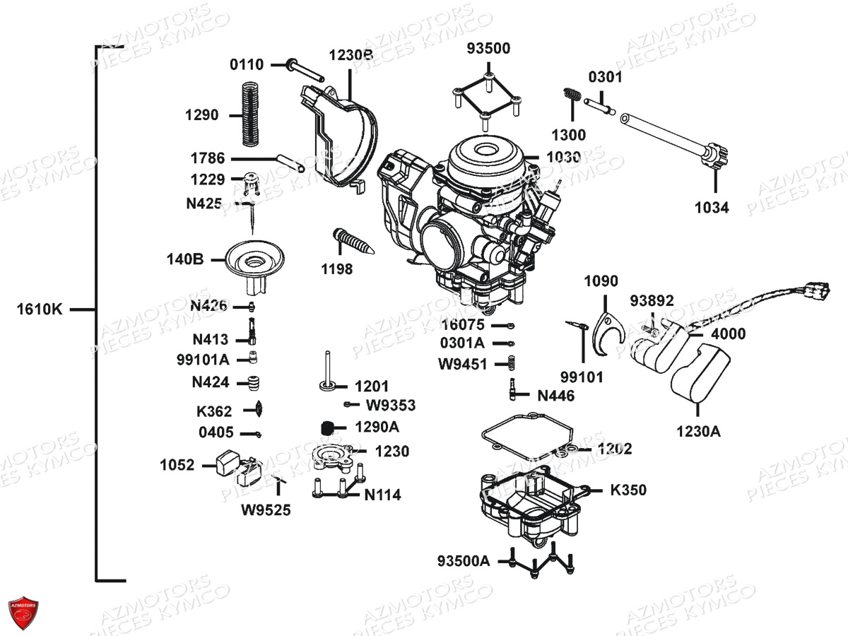 CARBURATION KYMCO Pièces Quad Kymco MXU 400 IRS 4X4/2X4 4T EURO2 (LA70AD/AE/AL/LA70BF)