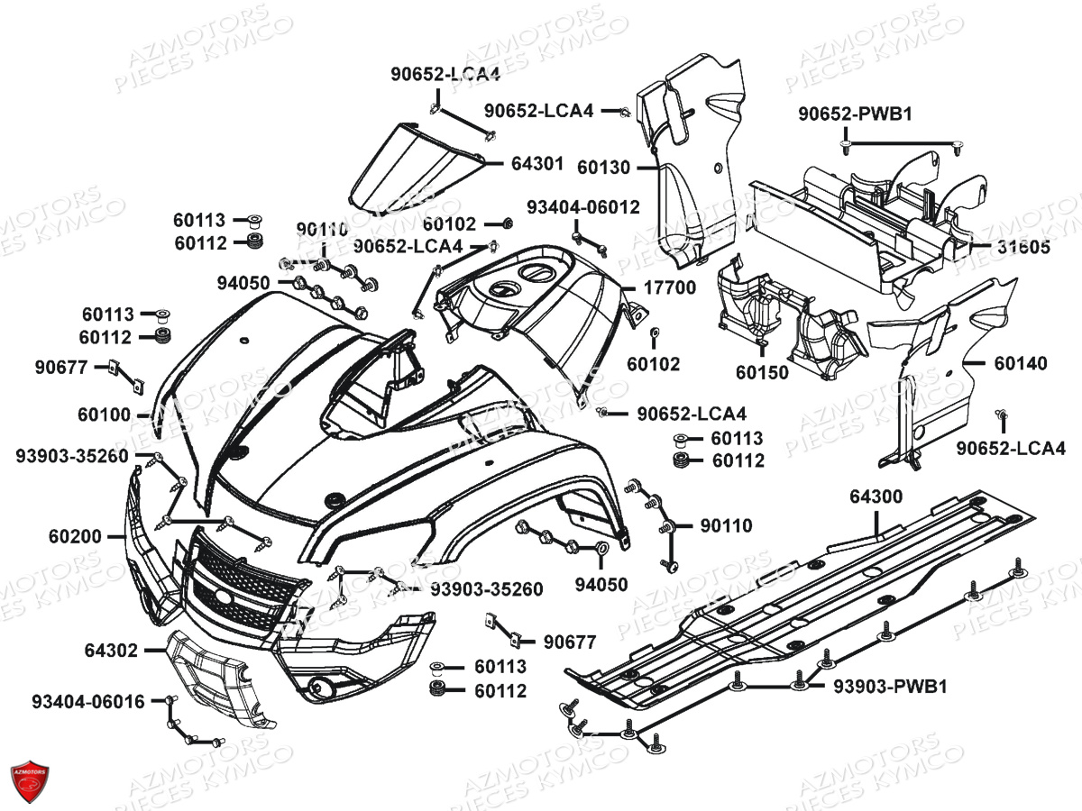 Carenages Avant KYMCO Pièces MXU 400 IRS 4X4/2X4 4T EURO2 (LA70AD/AE/AL/LA70BF)