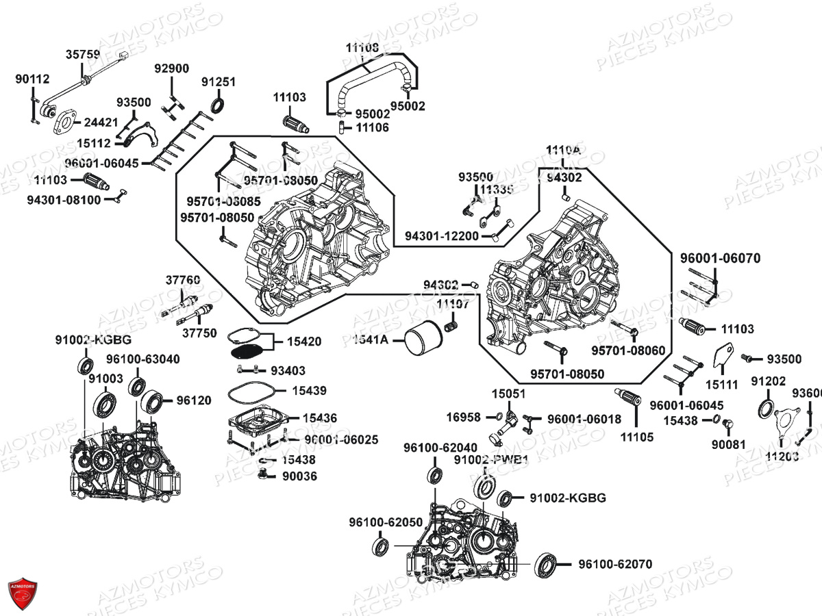 Carters Moteur KYMCO Pièces MXU 400 IRS 4X4/2X4 4T EURO2 (LA70AD/AE/AL/LA70BF)