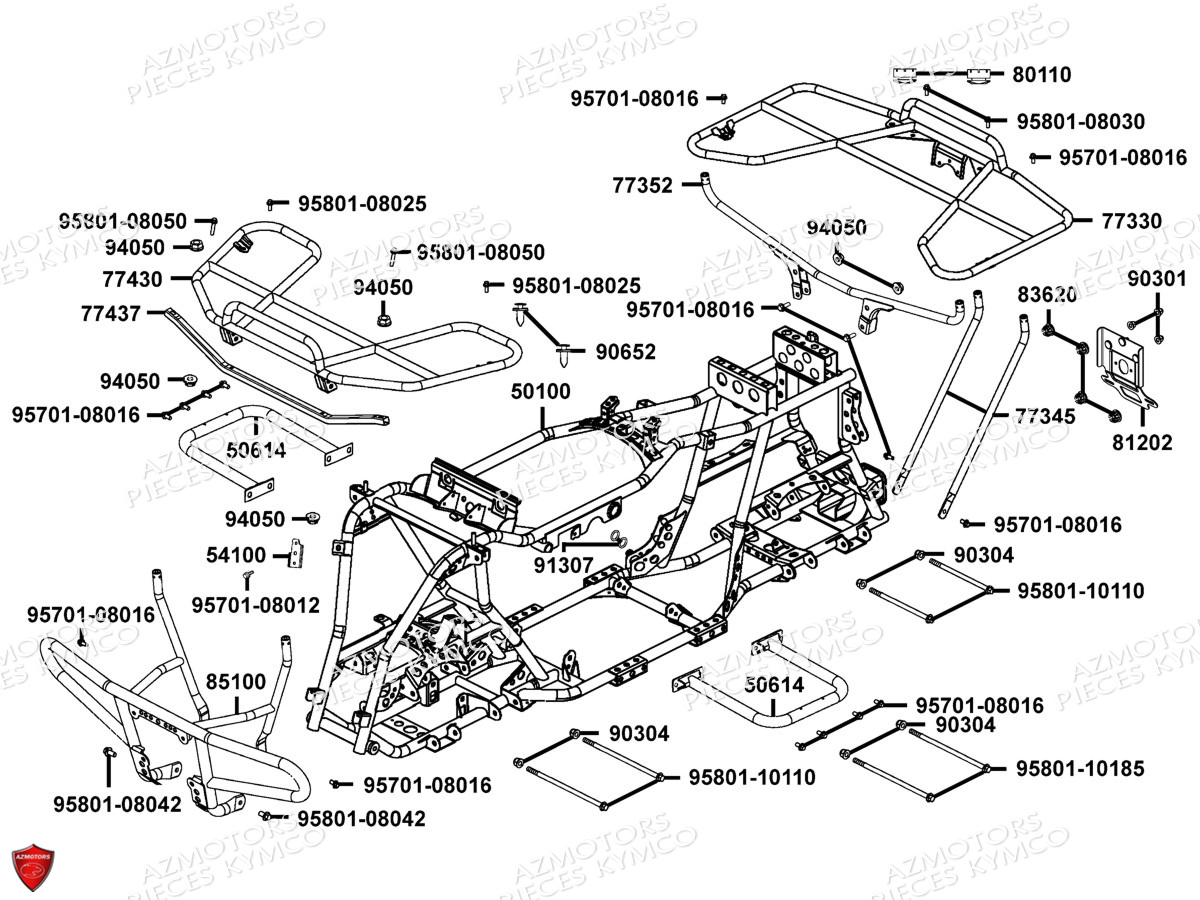 CHASSIS KYMCO Pièces Quad Kymco MXU 400 IRS 4X4/2X4 4T EURO2 (LA70AD/AE/AL/LA70BF)