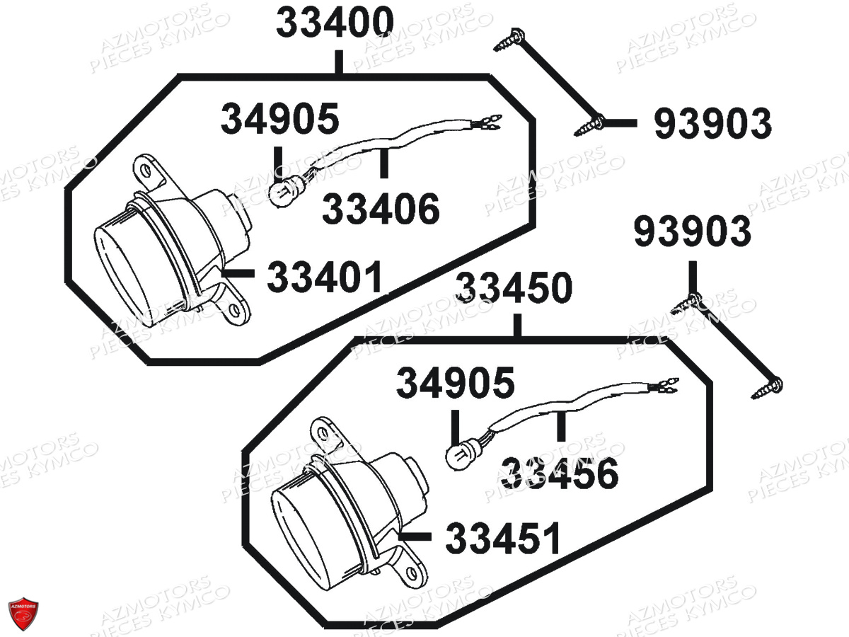 Clignotants KYMCO Pièces MXU 400 IRS 4X4/2X4 4T EURO2 (LA70AD/AE/AL/LA70BF)
