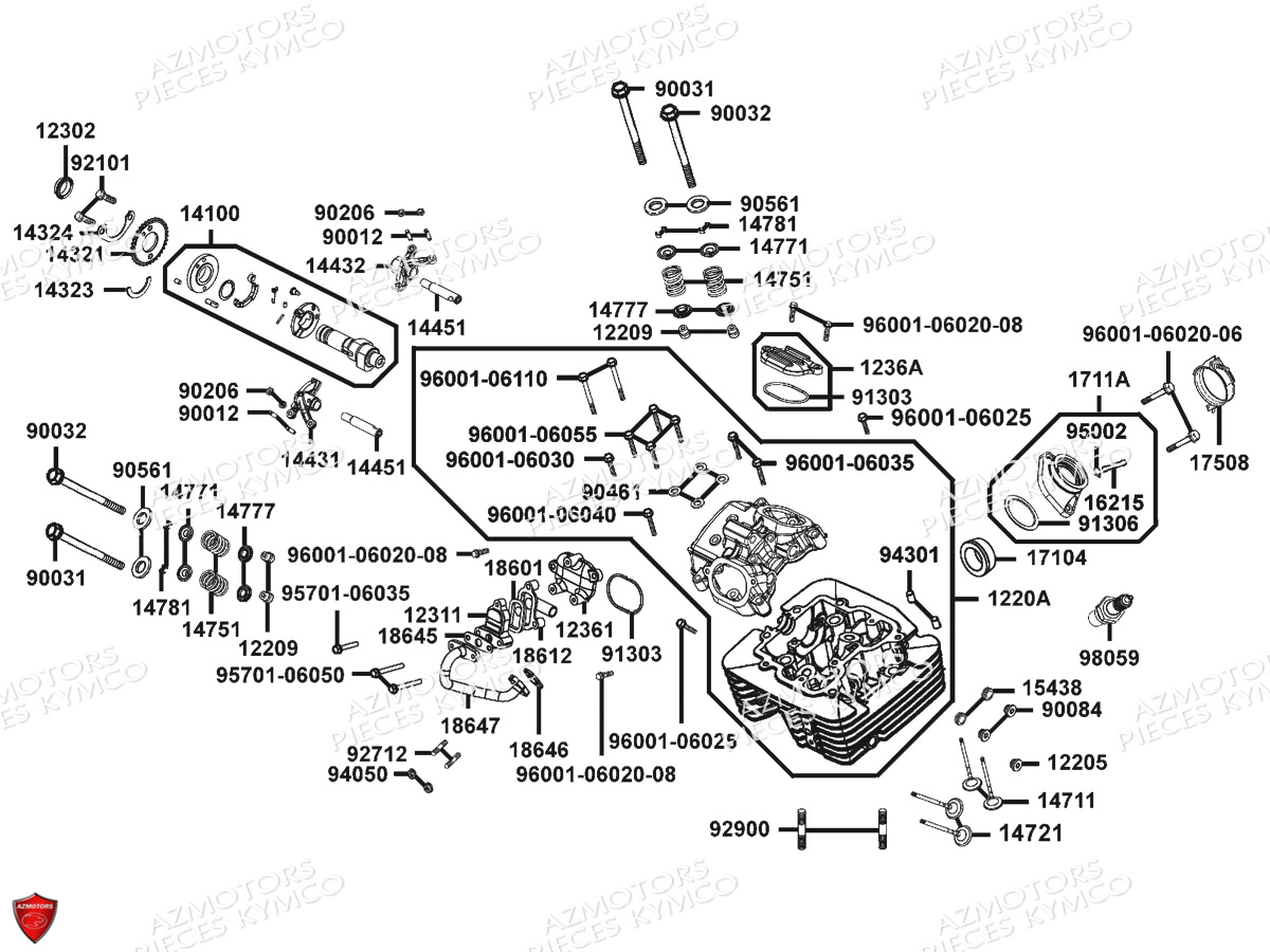 Culasse KYMCO Pièces MXU 400 IRS 4X4/2X4 4T EURO2 (LA70AD/AE/AL/LA70BF)