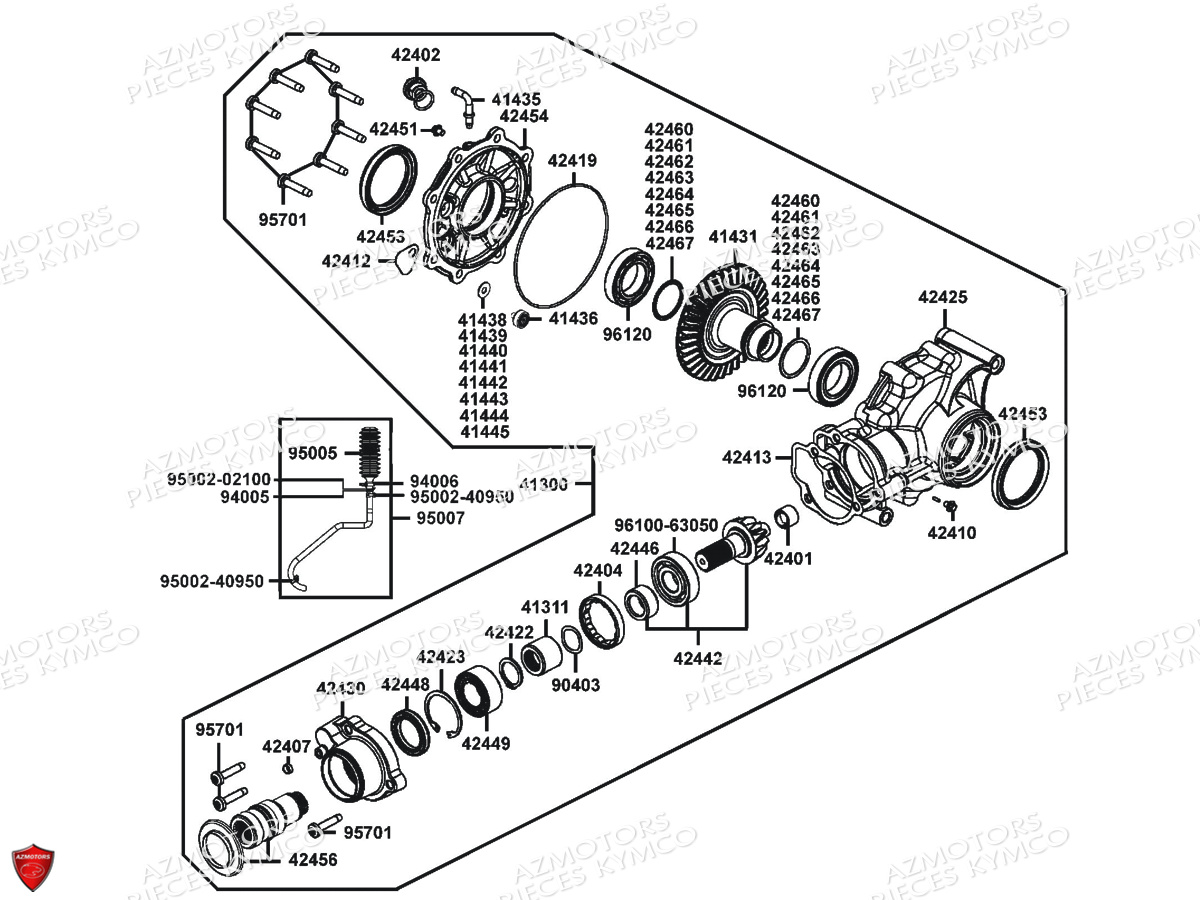 Differentiel Arriere 2x4 KYMCO Pièces MXU 400 IRS 4X4/2X4 4T EURO2 (LA70AD/AE/AL/LA70BF)