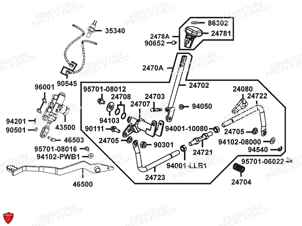 Maitre Cylindre Arriere Selection KYMCO Pièces MXU 400 IRS 4X4/2X4 4T EURO2 (LA70AD/AE/AL/LA70BF)