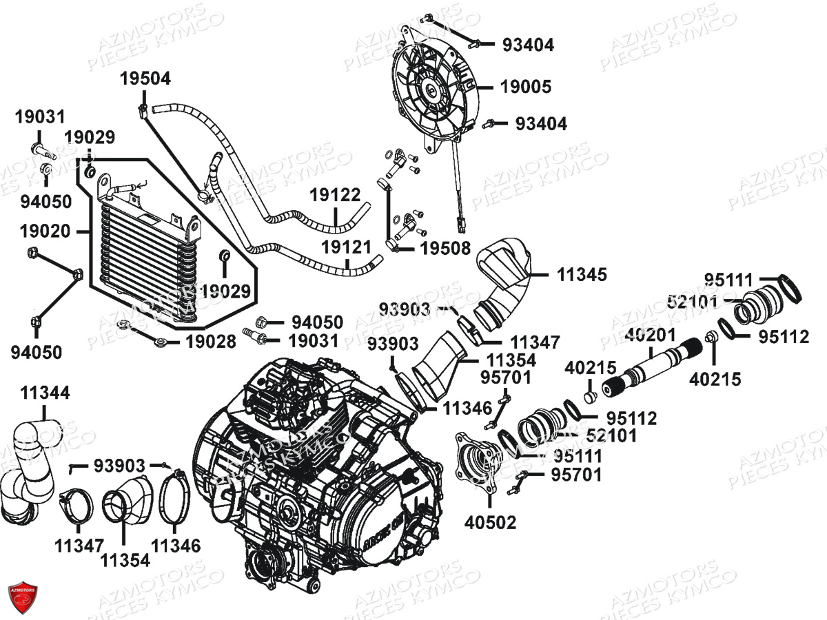 Refroidissement KYMCO Pièces MXU 400 IRS 4X4/2X4 4T EURO2 (LA70AD/AE/AL/LA70BF)